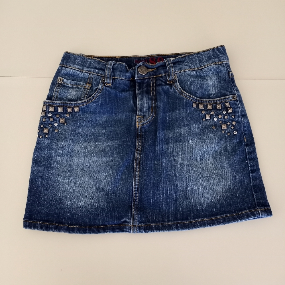 The Childrens Place Distressed Embellished Jean Skirt Girls Size 14